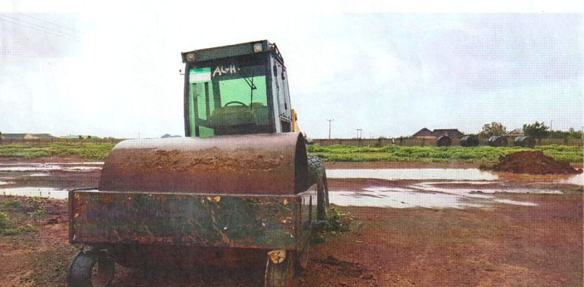 Single-drum vibrating roller on the A.H.I Agency plant yard